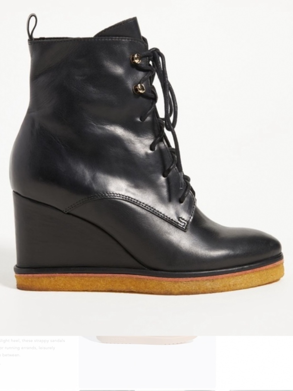 ANTHROPOLOGIE Silent D Leather Wedge Heel Lace Up Booties In Black Women’s 9/40
